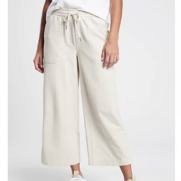 Athleta cream wide leg farallon linen pants - Picture 1 of 8